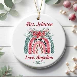 Personalized Teacher Christmas Ornament, Teacher Christmas Gift With Student Name, Unique Teacher Ornament, Custom Teacher Gift Keepsake