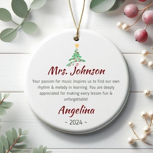 Personalized Teacher Christmas Ornament, Teacher Christmas Gift With Student Name, Unique Teacher Ornament, Custom Teacher Gift Keepsake