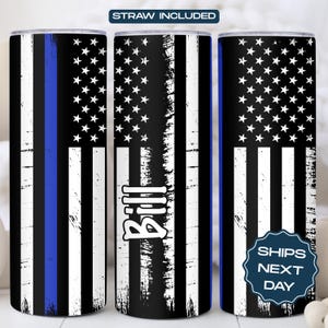 Thin Blue Line Personalized Police Tumbler | Police Officer Tumbler | Police Gifts | Police Wife Gift | New Police Officer Tumbler Gift