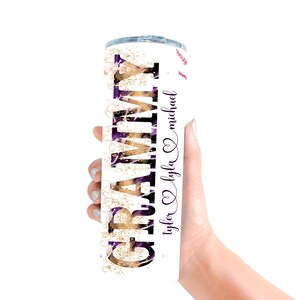 Grammy Floral Tumbler Cup | Grammy Gifts | Custom Grammy Tumbler for Mother&#39;s Day | Grammy Travel Mug | Grandma Purple Tumbler Gift