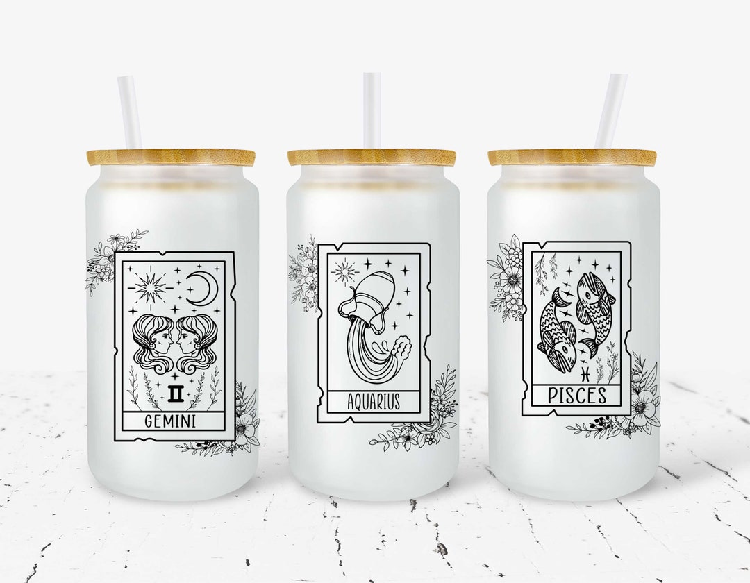Zodiac Glass Cup 16 Oz Horoscope Glass Tumbler Astrology Cup Astrology ...