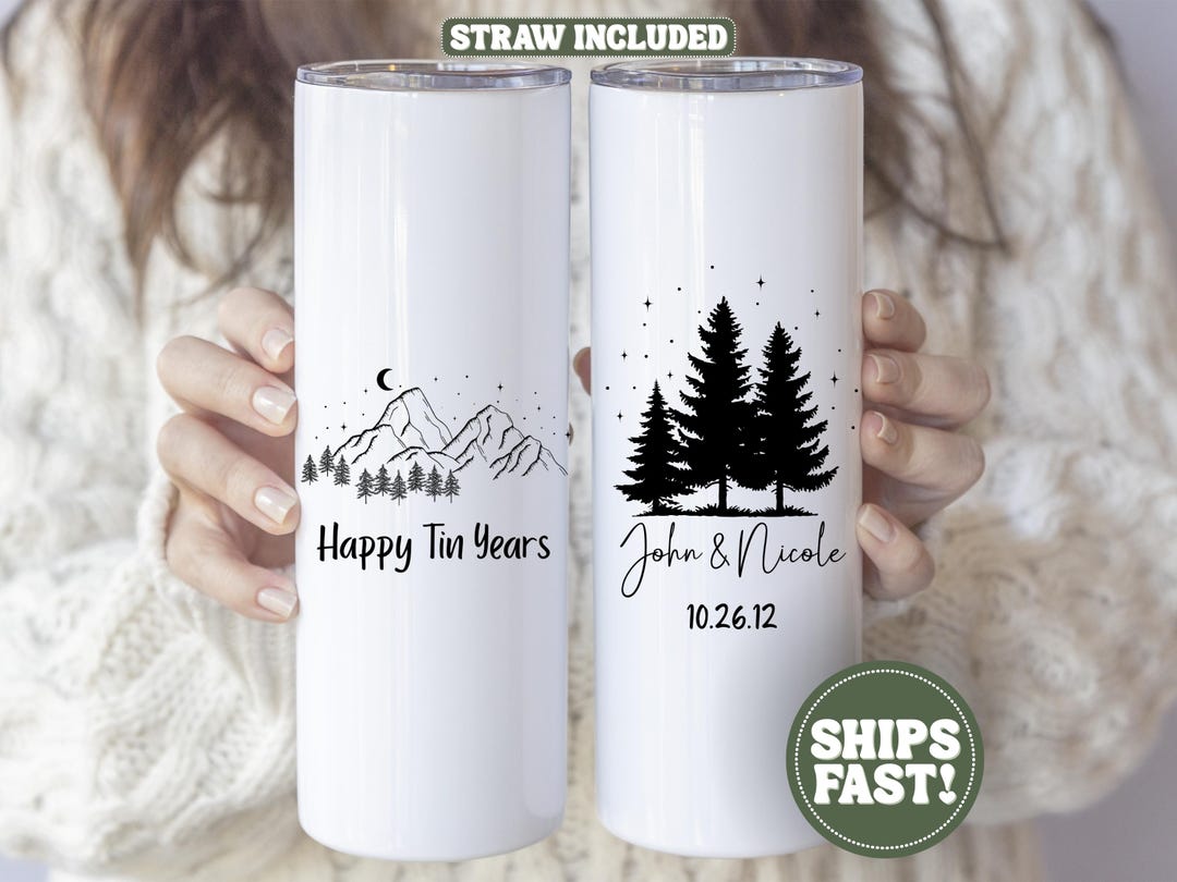 Personalized Tin Year Anniversary Tumbler | Custom Tin Year Tumbler ...