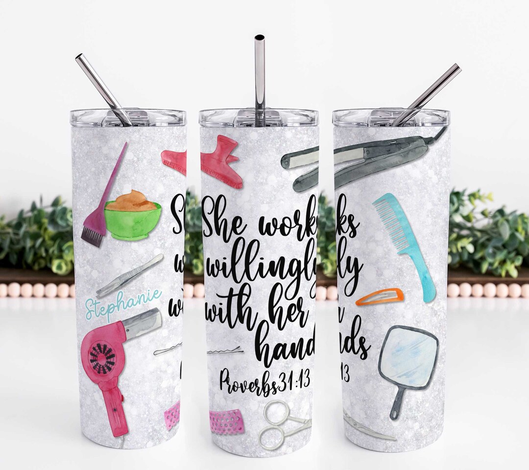 Personalized Hairstylist Tumbler With Straw Proverbs Hairstylist Tumbler Cup Hairstylist Gift