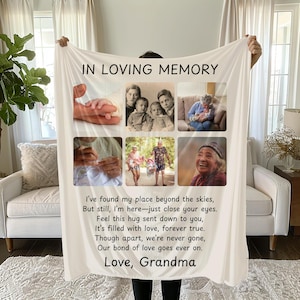 Personalized Memorial Blanket, A Hug From Heaven Blanket, Memorial Custom Photo Blanket, Remembrance Gift, Fathers Day gift, Gift for dad