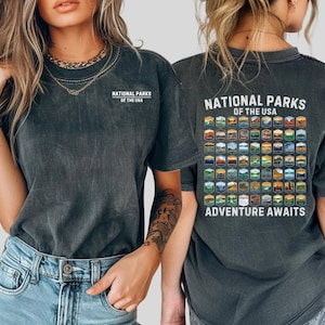 Comfort Colors® National Parks Shirt | US National Park Gifts | National Parks Camping Gift | Adventure Awaits Tshirt | Hiking Travel Tee