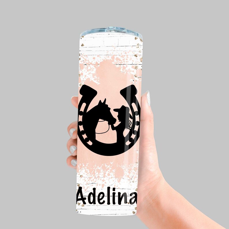 Personalized Horse Tumbler With Name Horseshoe Tumbler Gift Etsy