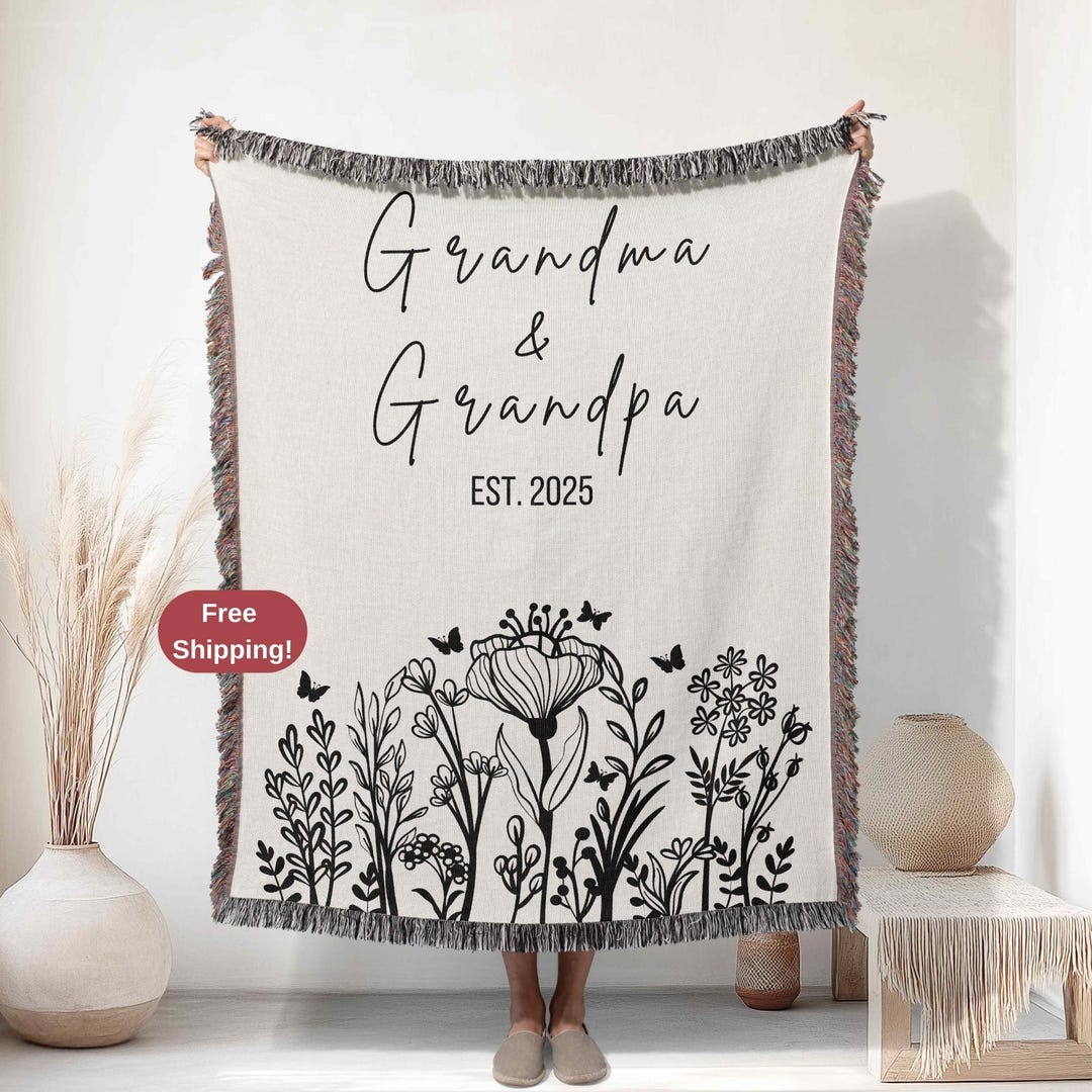Grandparents Blanket, Grandma and Grandpa Gift, Woven Blanket From