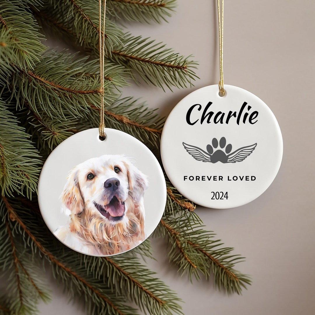 Personalized Watercolor Pet Loss Ornament, Dog Cat Angel Memorial, Pet ...