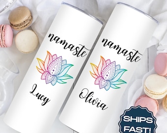 Personalized Yoga Tumbler | Custom Gift for Yogi | Namaste Tumbler | Gift for Yoga Instructor | Good Vibes Tumbler | Yoga Gift | Zen Tumbler