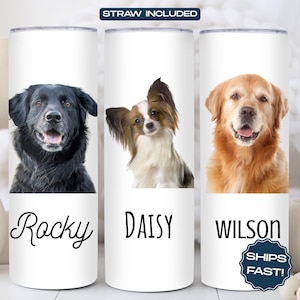Custom Dog Portrait Tumbler Cup | Personalized Pet Tumbler Mug | Dog Coffee Tumbler Cup | Personalized Dog Mama Gift | Dog Memorial