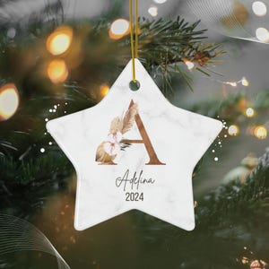 Letter Name Ornament, 2024 Family Ornament, Custom Initial Holiday Monogram Ornament, Personalized Christmas Gift, Family Keepsake Christmas