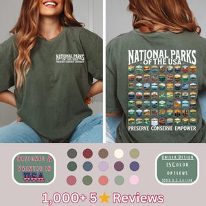 Camiseta de 63 parques nacionales / Regalo de parques nacionales de EE. UU. / Regalo de campamento en parques nacionales / Camiseta de montaña al aire libre / Camiseta de senderismo para amantes de la naturaleza / Camiseta de viaje