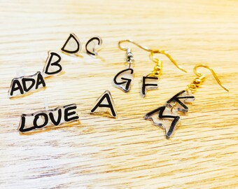 Mother's Day Sale! Magik "Letter Matters" Alphabet Word Numbers Custom Build Your Own Earstud / Earring