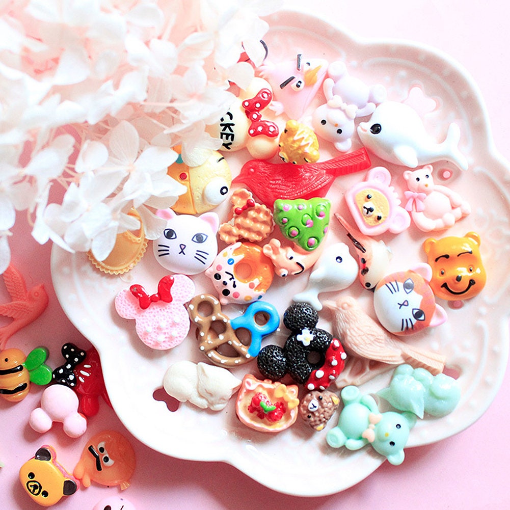 Kawaii Bunny Resin Charms Cabochon Decoden Cute Animals 10pc