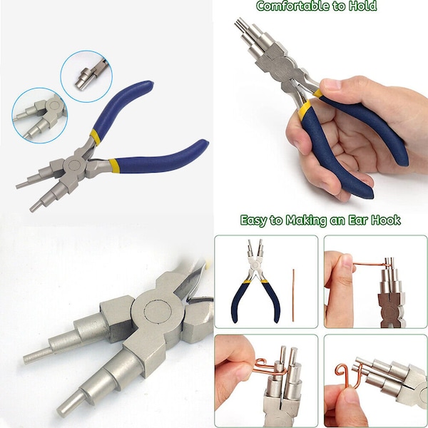 US 1-2 Stainless Steel 6-in-1 Bail Making DIY Crafts Wire Looping Forming Plier