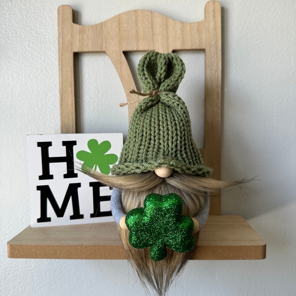 St. Patrick's Day Gnome, Shamrock Gnome, Clover Gnome, Lucky Gnome, Irish Gnome, Tier Tray Decor, Mustache Gnome, Bearded Gnome, Drunk Gnome