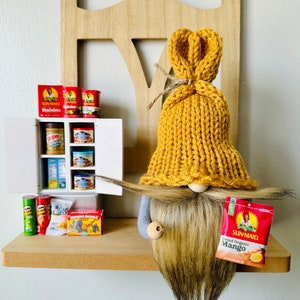 Knit Snack Gnome: Tiered Tray Decor with Miniature Cracker