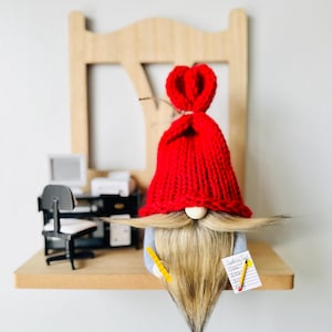 Teacher Gnome, Teacher Gift, Teacher Decor, Book Decor, Book Gnome, School Gnome, Bearded Gnome, Gnome Gift, Reading Gnome, Collage Gnome