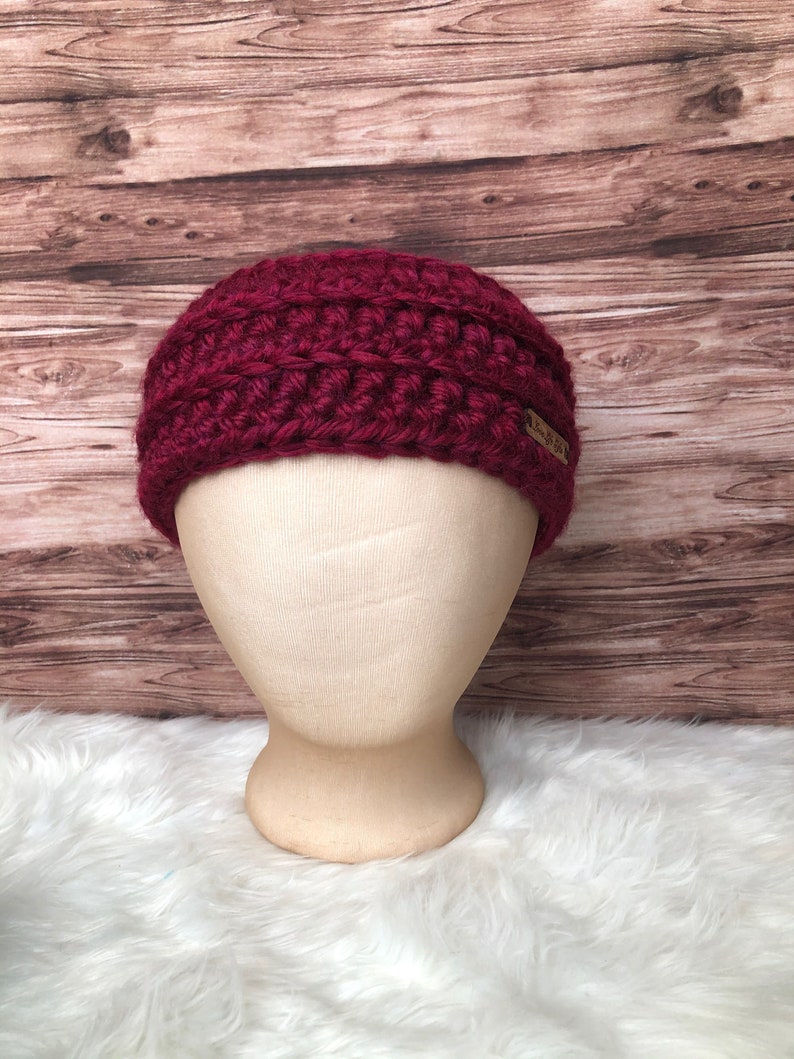 Ear Warmers Crochet Ear Warmers Winter Headband Maroon Headband Ski Headband Snowboarding Headband Womens Winter Headband