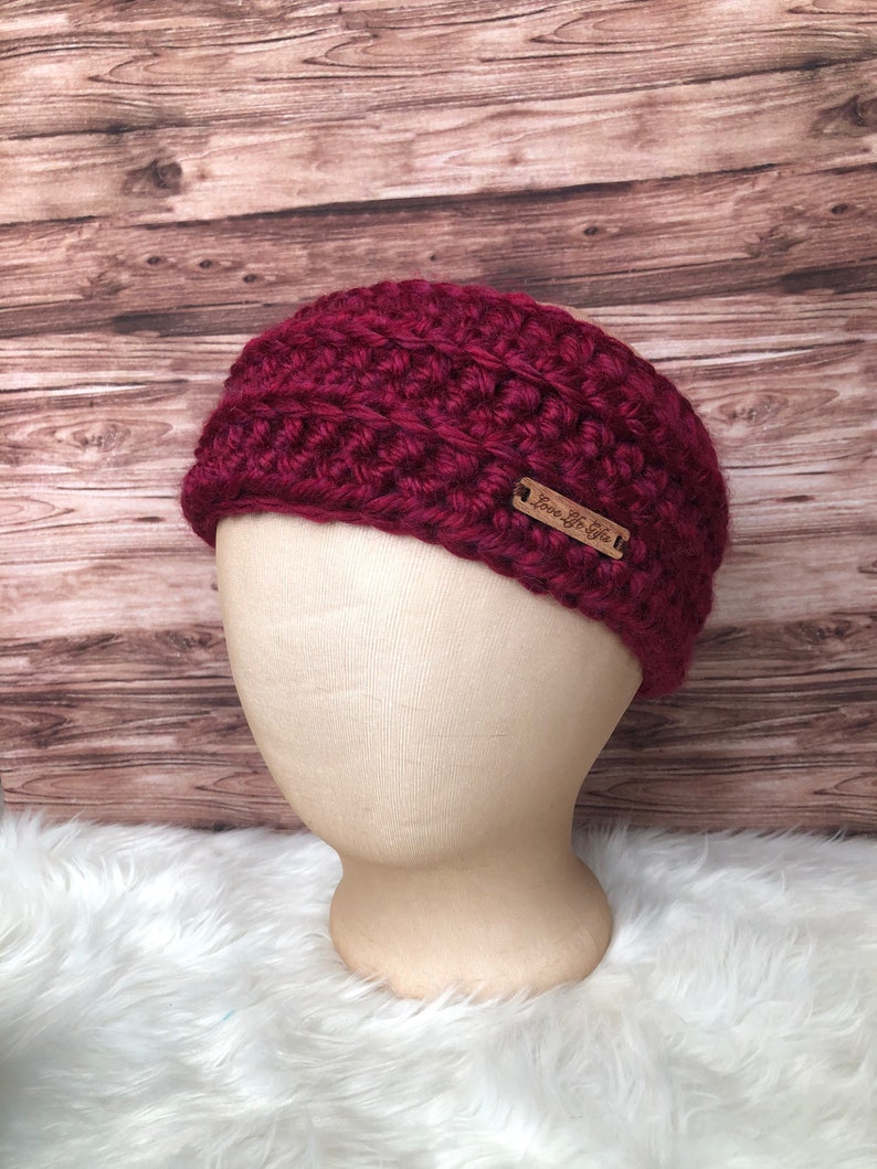 Ear Warmers Crochet Ear Warmers Winter Headband Maroon Headband Ski Headband Snowboarding Headband Womens Winter Headband