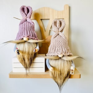 Knit Bartender Gnome: Handmade Acrylic Yarn Statue, Tiered Tray Decor