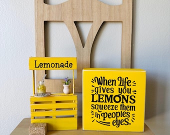 Lemonade Tiered Tray Decor, Lemonade Tray, Summer Decor, Lemon Decor, Tiered Tray decorations, Lemonade Wood sign, Lemonade Stand Tay Decor