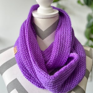 Knit Acrylic Infinity Scarf - Purple or Pink - Lightweight Fall Scarf