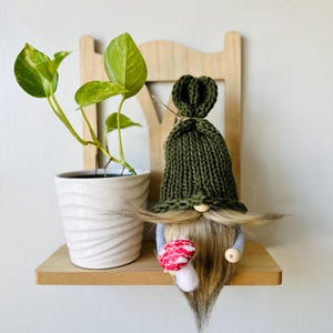 Mushroom Knit Gnome: Tiered Tray Decor,Mustache Gnome