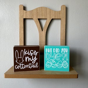 Easter Wood Sign: Tiered Tray Decor, Spring Decoration (4x4x1 inch)