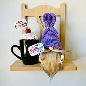 Happy Birthday Gnome, Birthday Gnome, Party Gnome, Birthday Gift, Gnome Gift, Tier Tray Decor, Mustache Gnome, Bearded Gnome, Gnonks