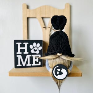 Gebreide huisdierkabouter: handgemaakt decoratieblad - hond of kat cadeau