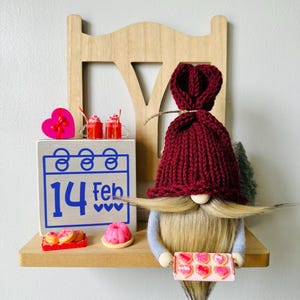 Valentines Day Knit Gnome: Tiered Tray Decor, Love Gift