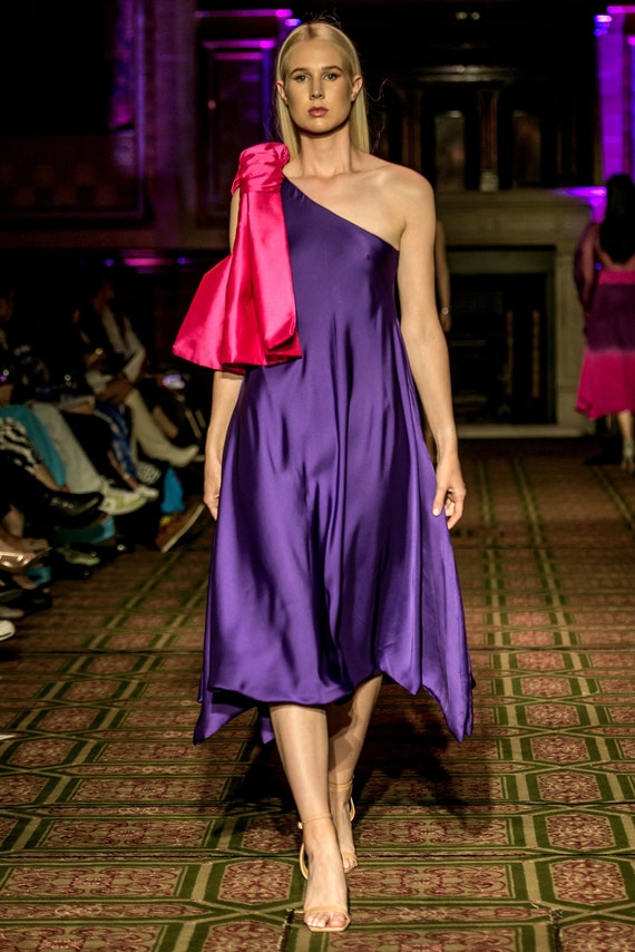 satin dress fashion show Black Silk Shirt Dress main image 1