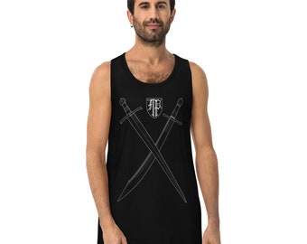 Dragons breath forge logo tank top with Matthew Parkinson sword design