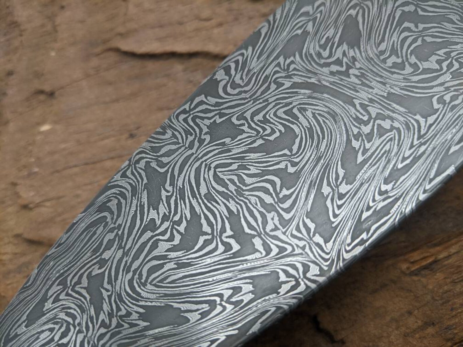Tangle pattern mosaic Damascus chef knife by Matthew Parkinson Etsy