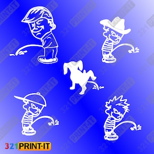 Clipart divertente che fa pipì: Trump, Calvin, cane SVG PNG PDF (download digitale)