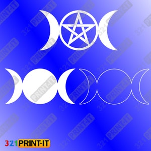 Triple Moon symbols - digital file download svg png pdf jpg eps cricut, laser, silhouette, glowforge, CNC