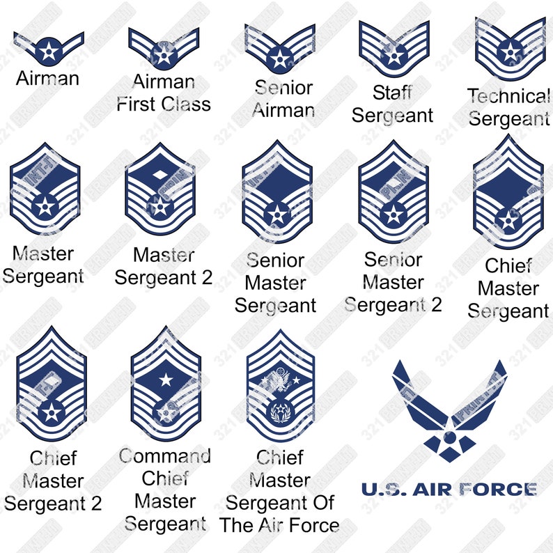 Us Air Force Ranks Digital File Download Svg Png Pdf Eps Etsy