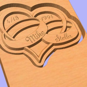 Hearts with Rings digital file - svg, dxf files for cnc carving