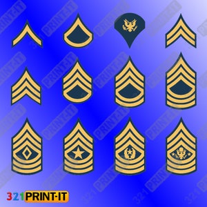 US Army Ranks - digital file download svg png pdf jpg eps cricut, laser, silhouette, glowforge, CNC