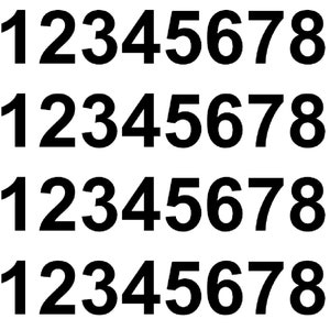 May include: A black and white image showing the numbers 0 through 9 repeated four times in a row.