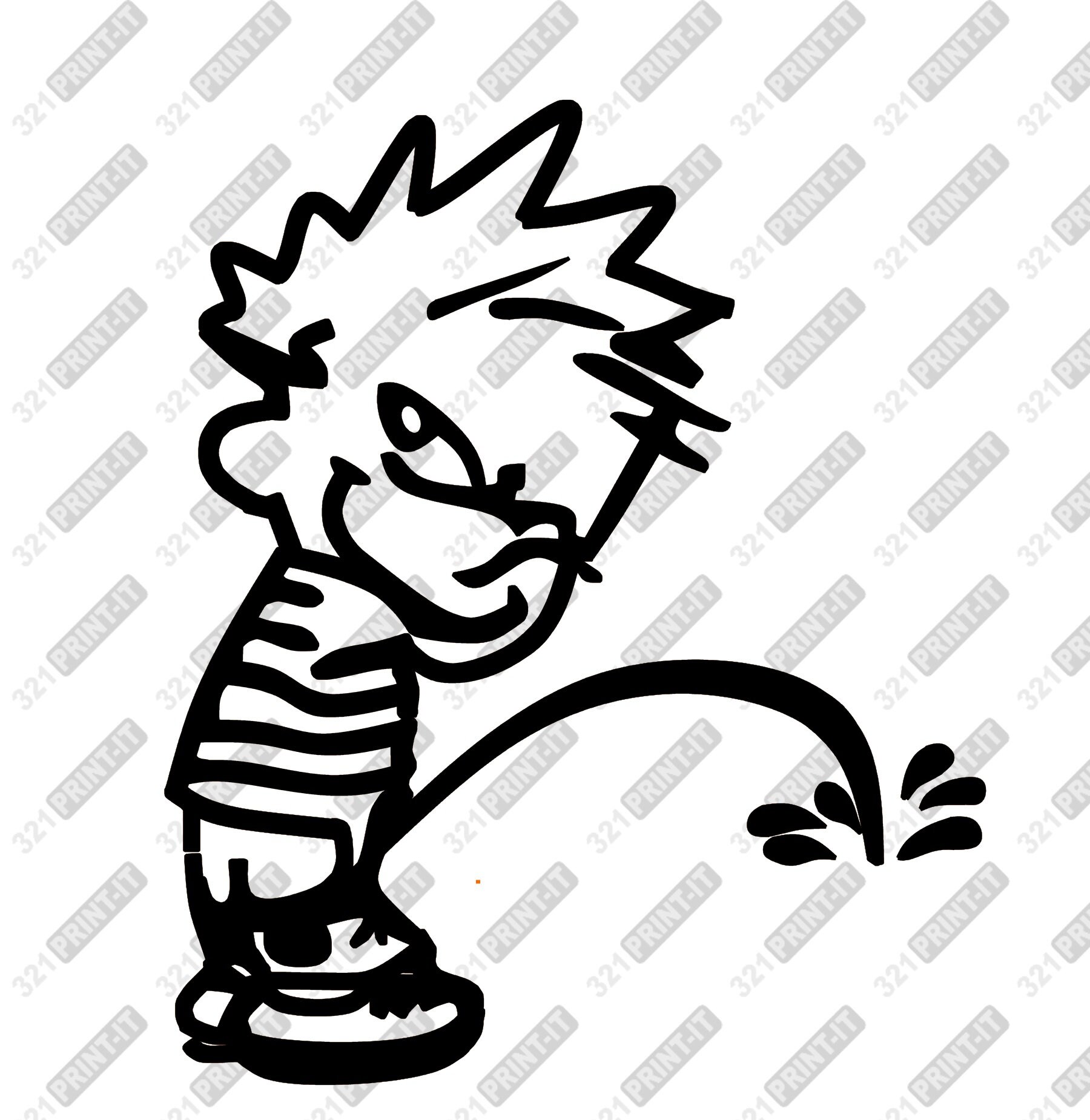 Calvin girl peeing, vinyl cut decal