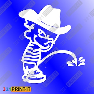 Chłopiec sikający Kowbojski kapelusz - zabawny clipart - pobieranie pliku cyfrowego svg png pdf jpg eps cricut, laser, sylwetka, glowforge, CNC