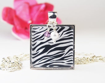 Zebra Pendant Necklace