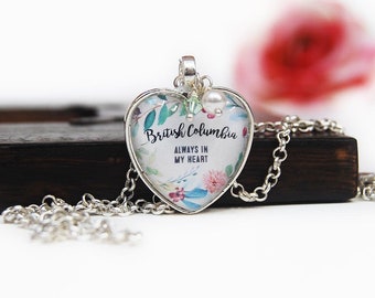 British Columbia Always in My Heart Pendant Necklace | Canadian Souvenir | I love BC
