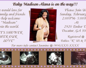 Ultrasound Film Strip Baby Shower Invitation, Digital