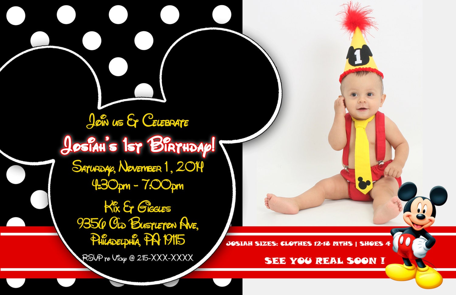Mickey Mouse Clubhouse Birthday Invitation, Digital or Printed - Etsy
