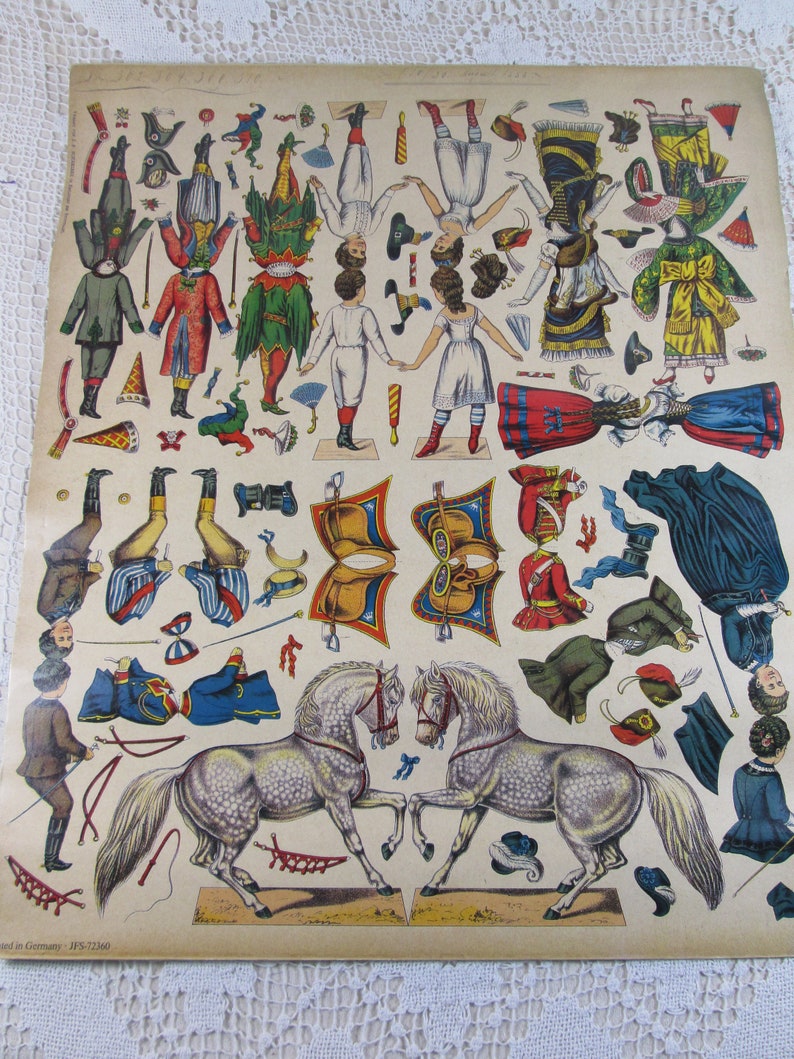 Set of 3 Vintage 1970/'s Reproductions of 1800/'s German Color Paper Doll /& Costumes Sheet Published by Schreiber