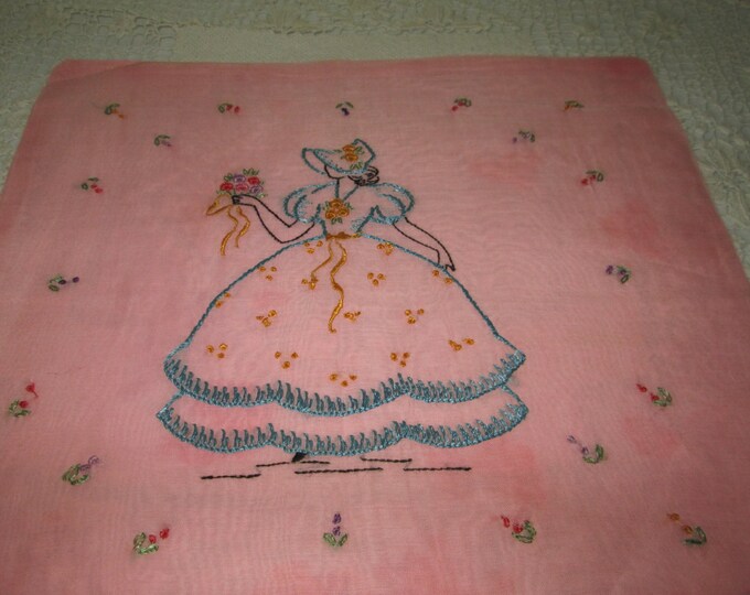 Boudoir Pillow Cover Hand Embroidered Pink Square Pillow Cover
