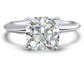 Cushion cut engagement ring 14k White Gold CZ engagement ring, Cubic Zirconia Engagement - solitaire engagement ring -CZ cushion cut -bridal